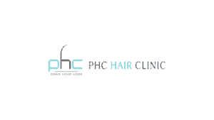 A logo for phc hair clinic.